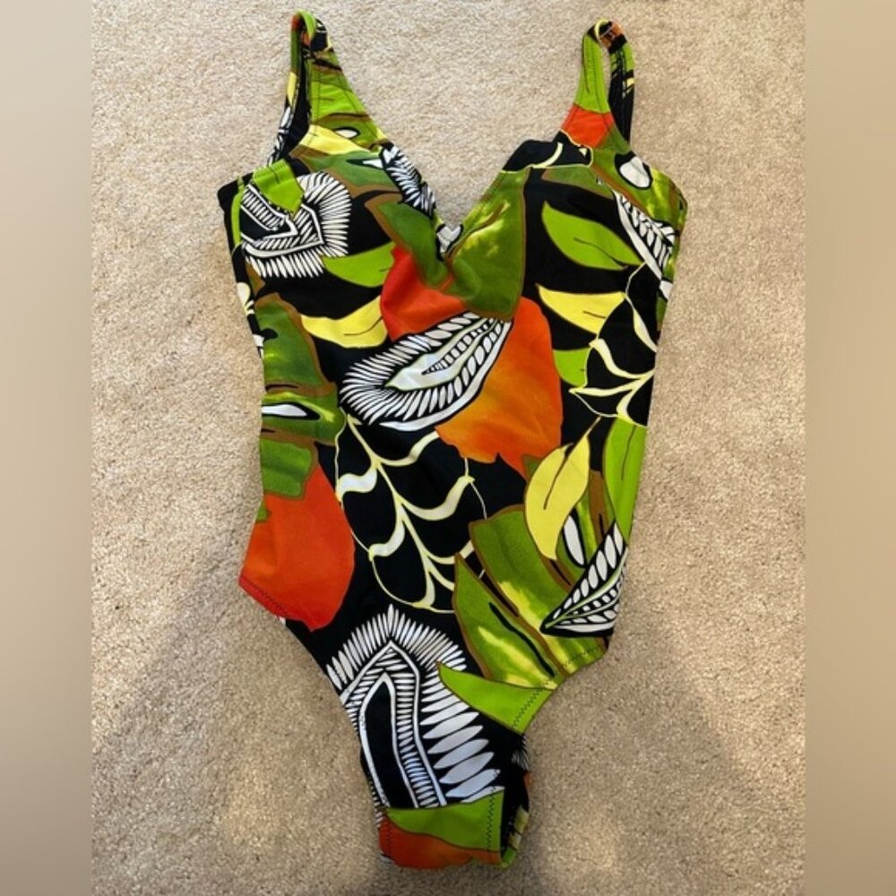 Gottex Tropical one piece green swimsuit size 10 NWT